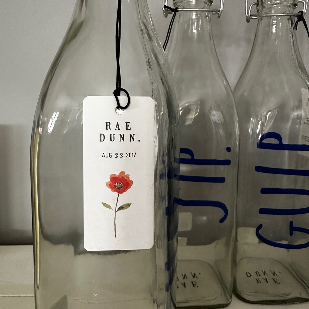 Rae Dunn Bail & Trigger Glass Bottle SET of 5 NWT - Picture 3 of 4